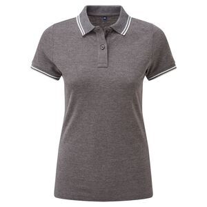 Asquith & Fox Womens/Ladies Classic Fit Tipped Polo / Charcoal/White